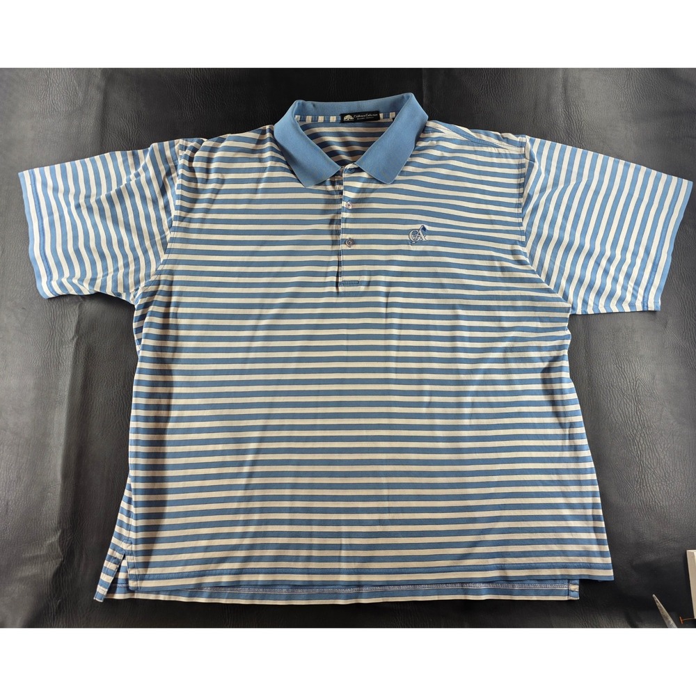 Clubhouse Collection Players Edition Blue White Striped Mercerized Polo XXL